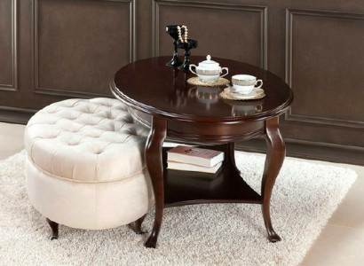 Rundhocker Hocker Leder Ottomane mit Tisch Serviertisch 2tlg Set Garnitur Verona